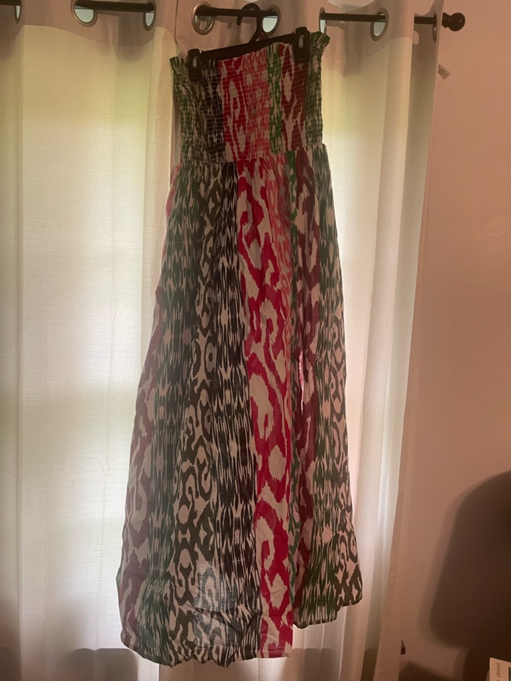 Loft Beach Strapless Maxi Dress in Green, Red, White